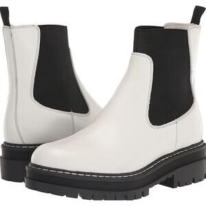 Marc Fisher LTD Womens Patrick Chelsea Boot 8M White Leather Lug Sole Ankle NWOB